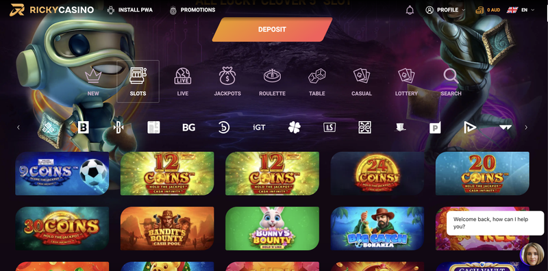 Pokies on the Ricky Casino Australia website